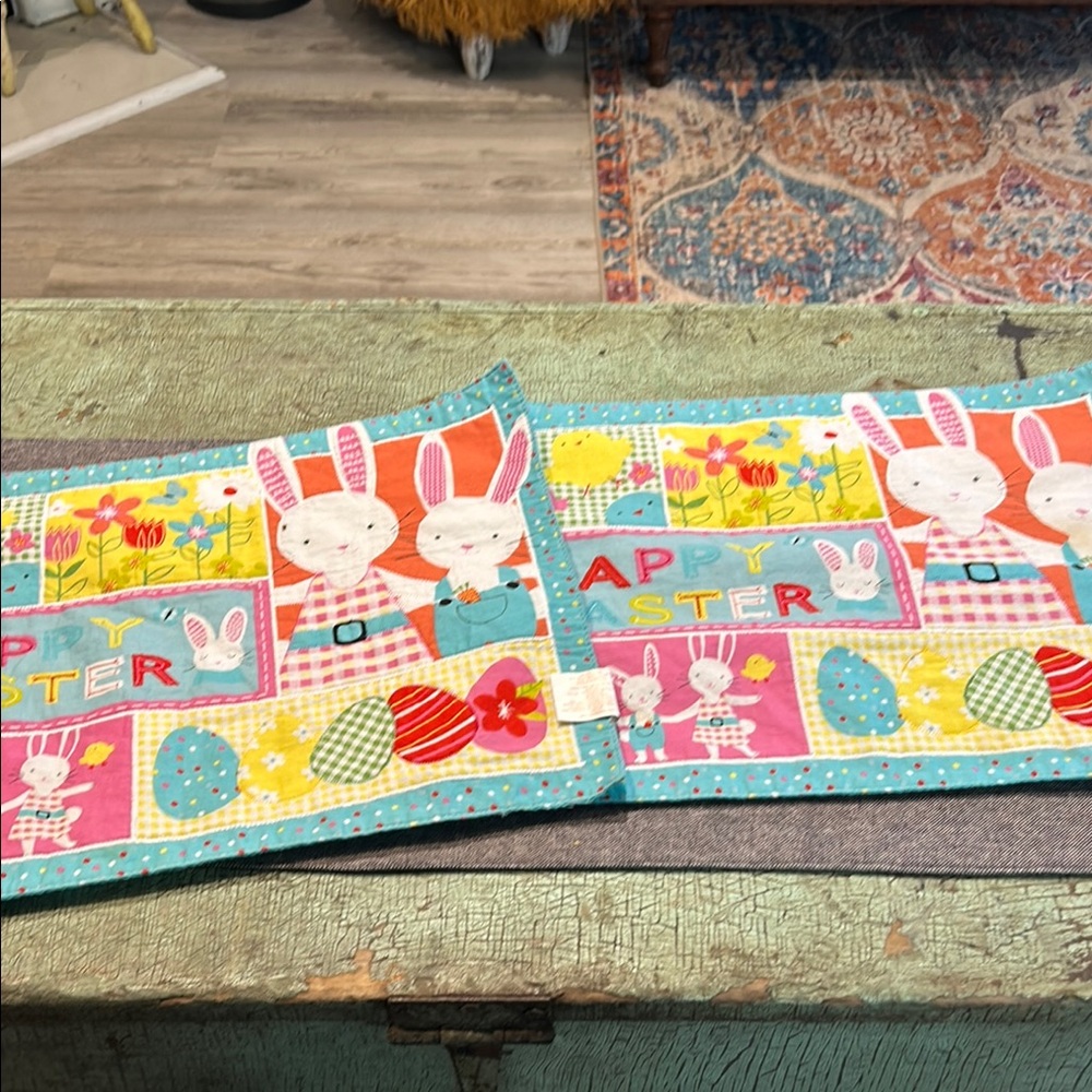 Blossoms & Blooms Colorful Easter Bunny Placemats set of 2